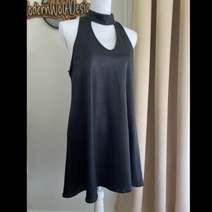 Olivaceous - Faux Leather Keyhole Collar Dress - M